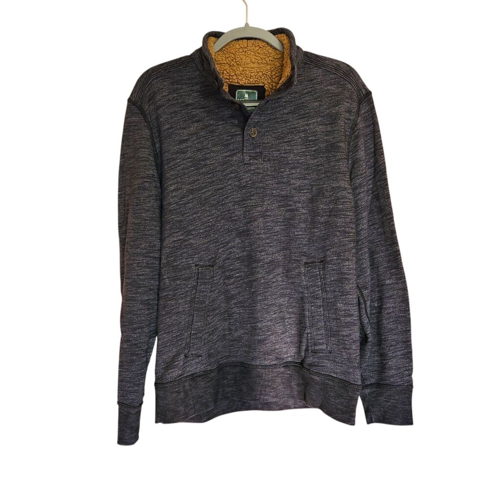 GH Bass & Co Explorer Sweater Mens M Charcoal 1/4 Button Pullover Sherpa Collar